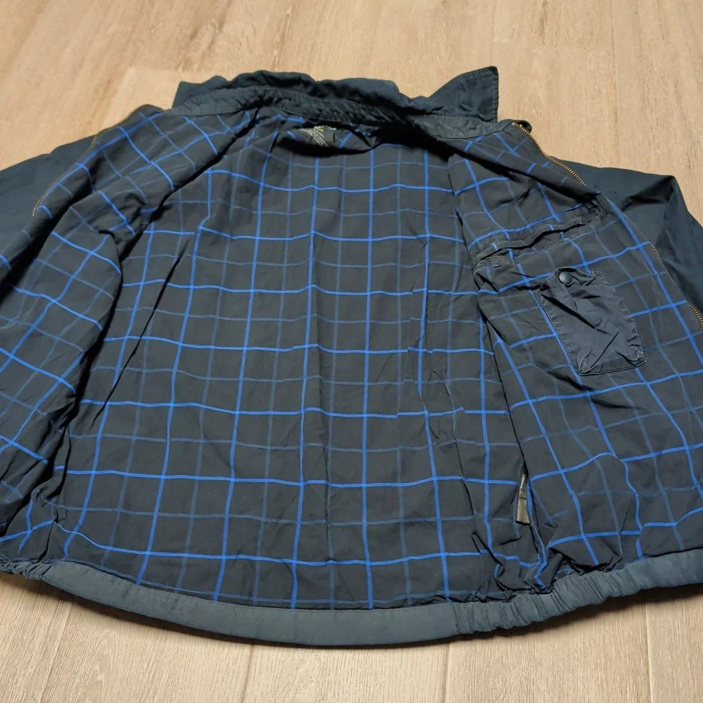 Vintage Nautica Navy Blue‎ Harrington Jacket Mens 2XL Plaid Lined Full Zip Light